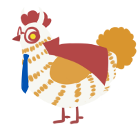 A white and orange chicken with a bar pattern