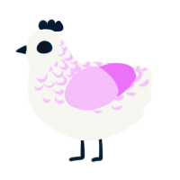 A white and lavender chicken with a half-lace pattern