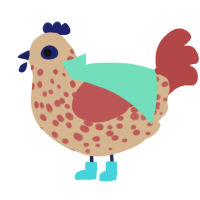 Sunflower, a beige and red chicken with a speckle pattern