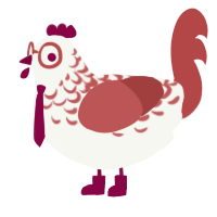 A white and red chicken with a half-lace pattern