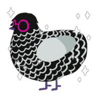 静, a black and silver chicken with a lace pattern