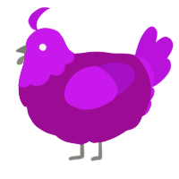 pinkert, a plum and amethyst chicken with a head pattern