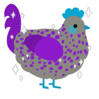 A ash and violet chicken with a speckle pattern