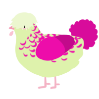 A apple and fuchsia chicken with a half-lace pattern