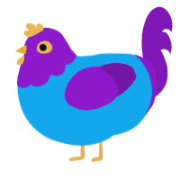 A sky and violet chicken with a head pattern