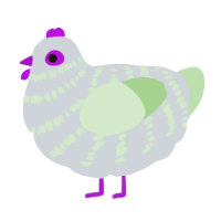 A mist and gluppy chicken with a bar pattern
