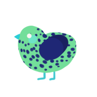 Mint Choco Chip, a spring and navy chicken with a speckle pattern