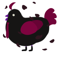 merlot, a sable and maroon chicken