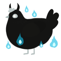 Fallen Twilight, a black chicken with a neck-speckle pattern