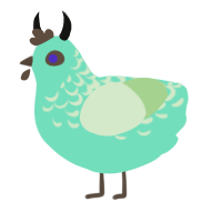 Saleos, a mint and gluppy chicken with a half-lace pattern