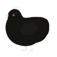 Spatula, a black and sable chicken