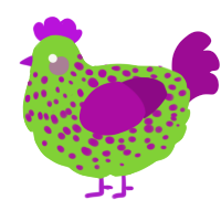 slightly alien mold, a grass and plum chicken with a speckle pattern