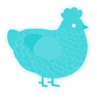 Watah, a aqua chicken with a lace pattern