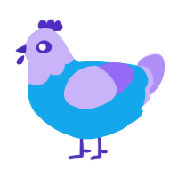 somft, a sky and lilac chicken with a head pattern