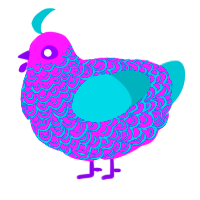 A orchid and teal chicken with a double-lace pattern