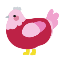 A crimson and pink chicken with a head pattern