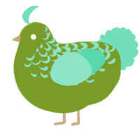 A chartreuse and mint chicken with a half-lace pattern