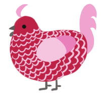 A crimson and pink chicken with a lace pattern