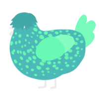 A red and maroon chicken with a speckle pattern