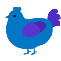 bloo, a sapphire and indigo chicken