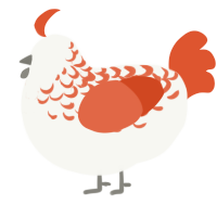 (unnamed), a white and vermilion chicken with a half-lace pattern