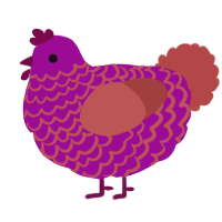 A plum and red chicken with a lace pattern