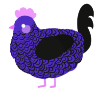 Fancy Pants, a indigo and black chicken with a double-lace pattern