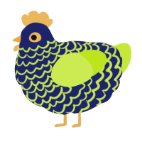 A navy and lime chicken with a lace pattern