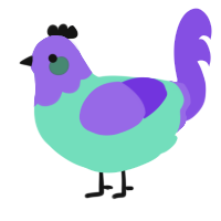 Jazzercise, a mint and blurple chicken with a head pattern
