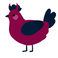 Corazón, a maroon and tumblr chicken