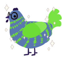 hypoglycemia, a ochre and amethyst chicken with a bar pattern