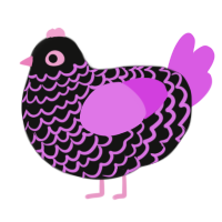 A black and orchid chicken with a lace pattern