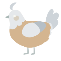 Sugar, a beige and mist chicken with a head pattern