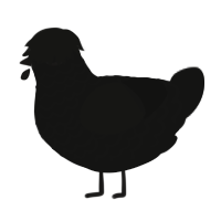 Patapon, a black chicken with a lace pattern