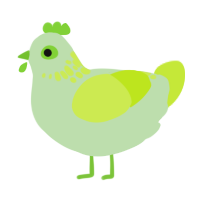 A gluppy and lime chicken with a neck-speckle pattern