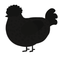 blatbob, a sable and black chicken with a speckle pattern