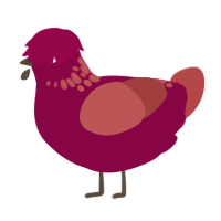 old cranberry juice, a maroon and red chicken with a neck-speckle pattern