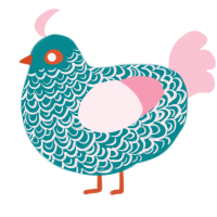 (unnamed), a teal and rose chicken with a double-lace pattern