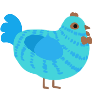 A aqua and sky chicken with a bar pattern