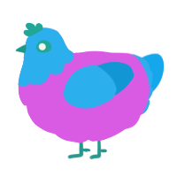 A orchid and sky chicken with a head pattern