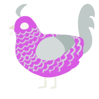 A orchid and silver chicken with a lace pattern