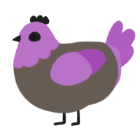 yarn, a bark and amethyst chicken with a head pattern
