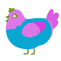 A cerulean and orchid chicken with a head pattern