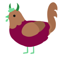 BBQ JR, a maroon and brown chicken with a head pattern