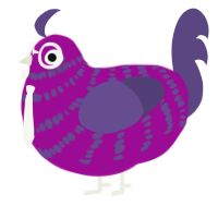 Mignon, a plum and overcast chicken with a bar pattern