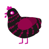Cain, a sable and maroon chicken with a bar pattern