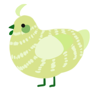 Lime, a lemon and apple chicken with a bar pattern