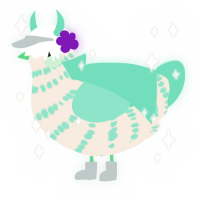 Spearmint, a cream and mint chicken with a bar pattern