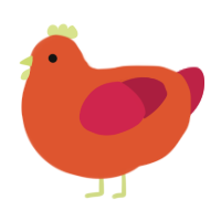 A vermilion and crimson chicken