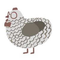Chorb GMonet, a white and grey chicken with a lace pattern